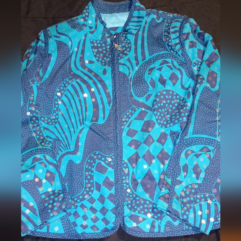 Vtg Redd Jeans Women's Sz 14 Turquoise Denim Jacket